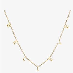 🌸NEW BELIEVE Letter Necklaces for Women Perfect Dainty 18K Gold Plated Gold.